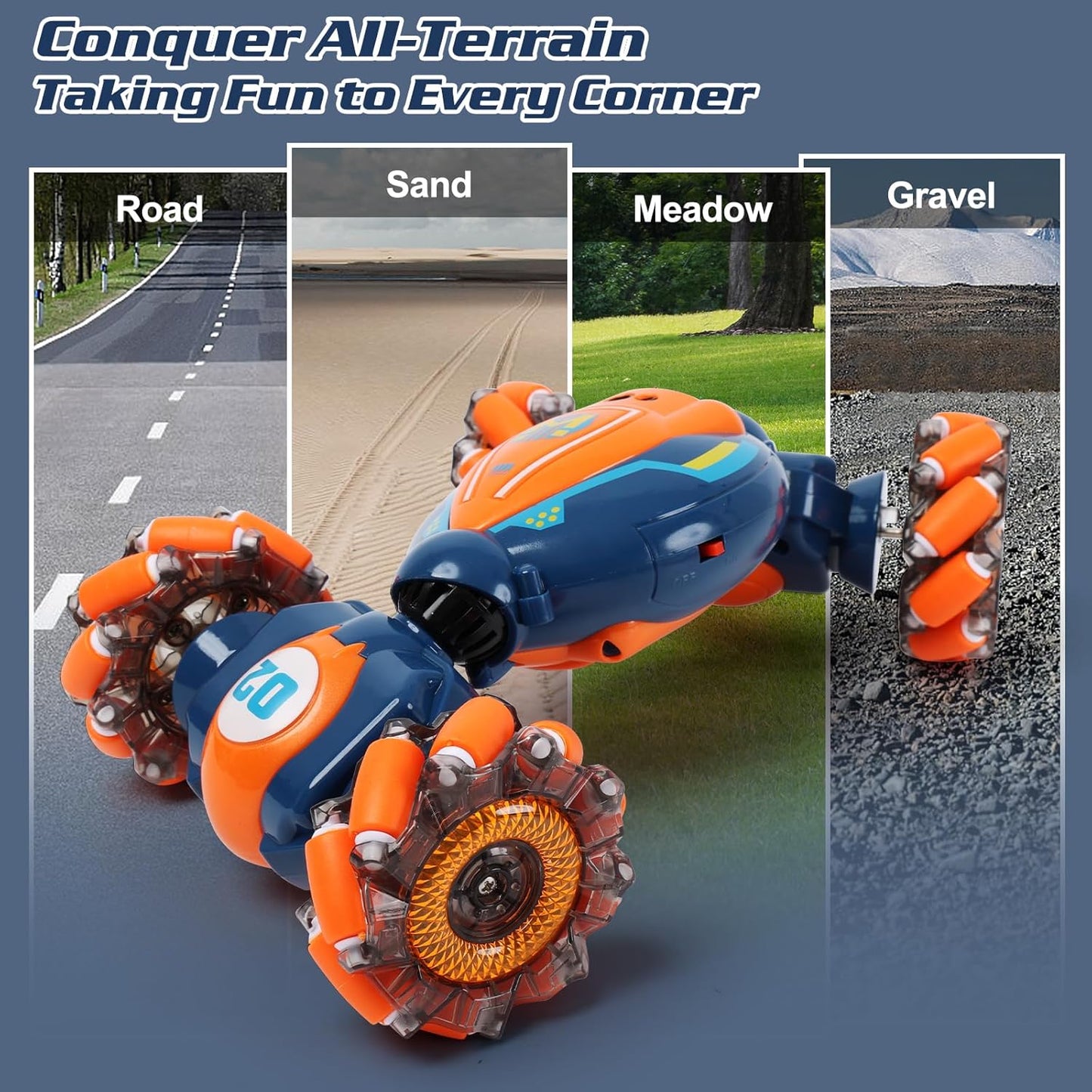 Gesture Sensing RC Stunt Car - Boys Toys Age 6-8-12, 4WD Hand Controlled Remote Control Twist Car with Light & Music, Cool Birthday Presents and Ideas Gifts for Kids Age 7 9 10 11 12 Years Old