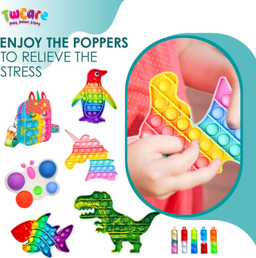 120 Pcs Fidget Toys Pack, Pop Sensory Party Favors Set Gifts for Kids Adults Boy Girl Stocking Stuffers Autistic Bulk Goodie Bag Filler Treasure Box Classroom Prizes School