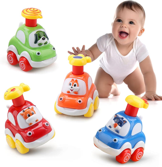 Amy&Benton Baby Toy Cars Toddler 1 2 Year Old Cartoon Wind up Cars Press and Go Cars Push Go Car for Kids 1-3 1St First Birthday Gift Toys Boys Present