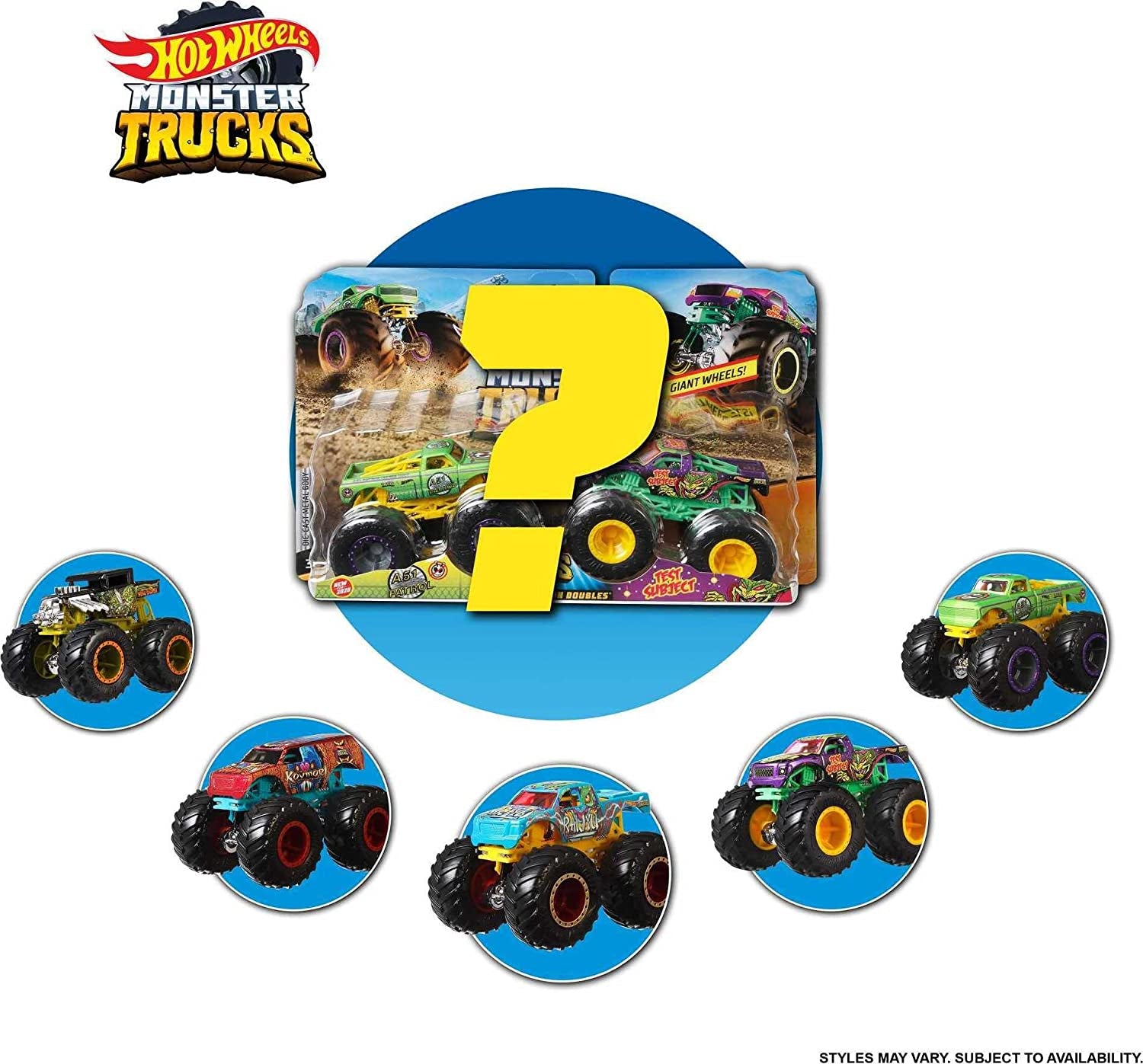 Monster Trucks 1:64 Scale 2-Pack Assortment with Giant Wheels