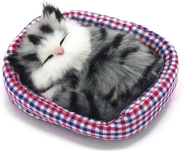 2Pcs Sleeping Cat in Pet Pad Doll Toy, Mini Kitten in Pet Pad with Meows Sounds Decor for Office Desk Hand Toy Gift for Kids Boys Girls