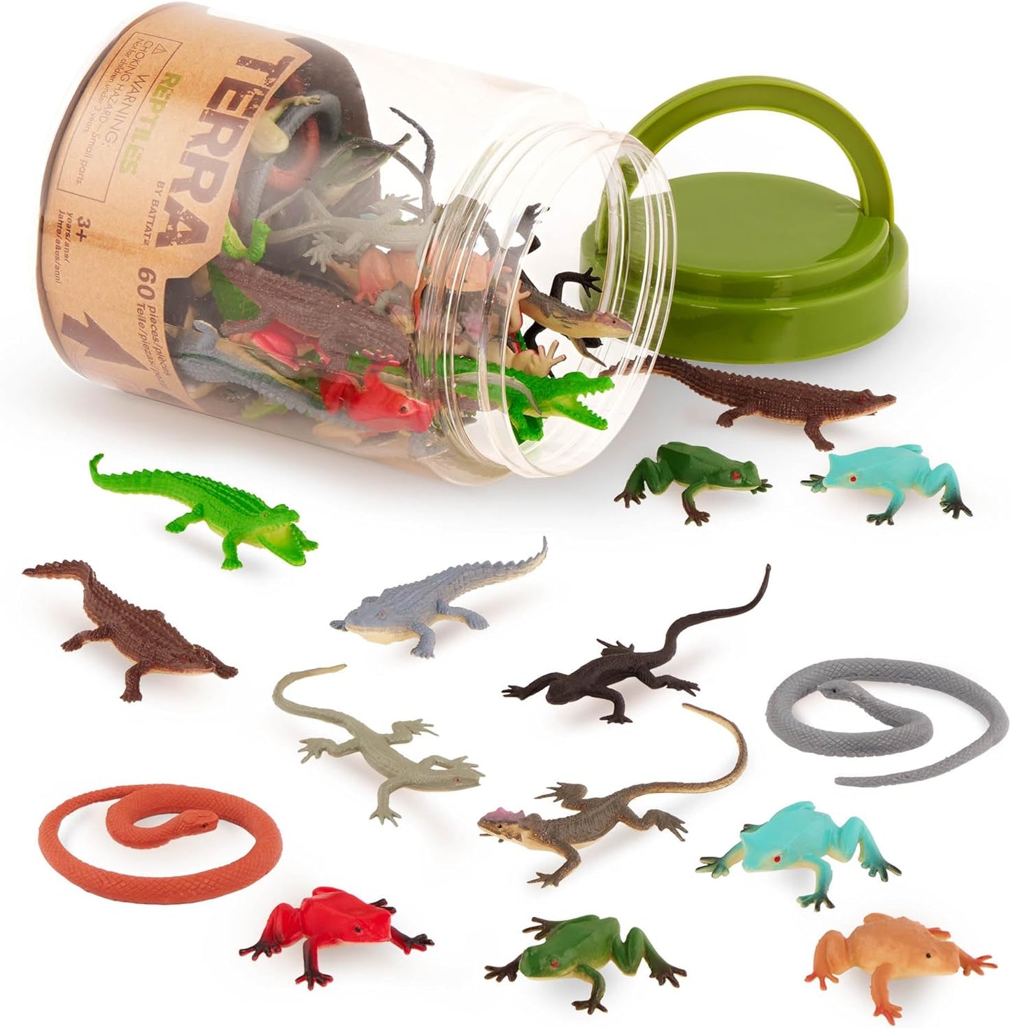 – 60 Pcs Wild Creatures Tube – Realistic Mini Animal Figurines – Lion, Hippo, Tiger, Bear & More Safari Animals – Plastic Educational Toys for Kids and Toddlers 3 Years +