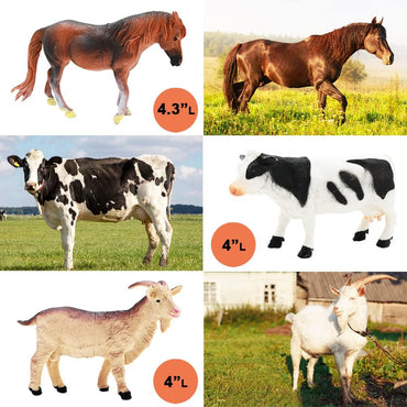 3 Pack Farm Toy Tractor with 40Pcs Plastic Animals Figurines and Fence Playset, Farm Figures Farmer Vehicle Toy Truck with Trailer for 3-12 Years Old Kids Boys Girls Toddlers