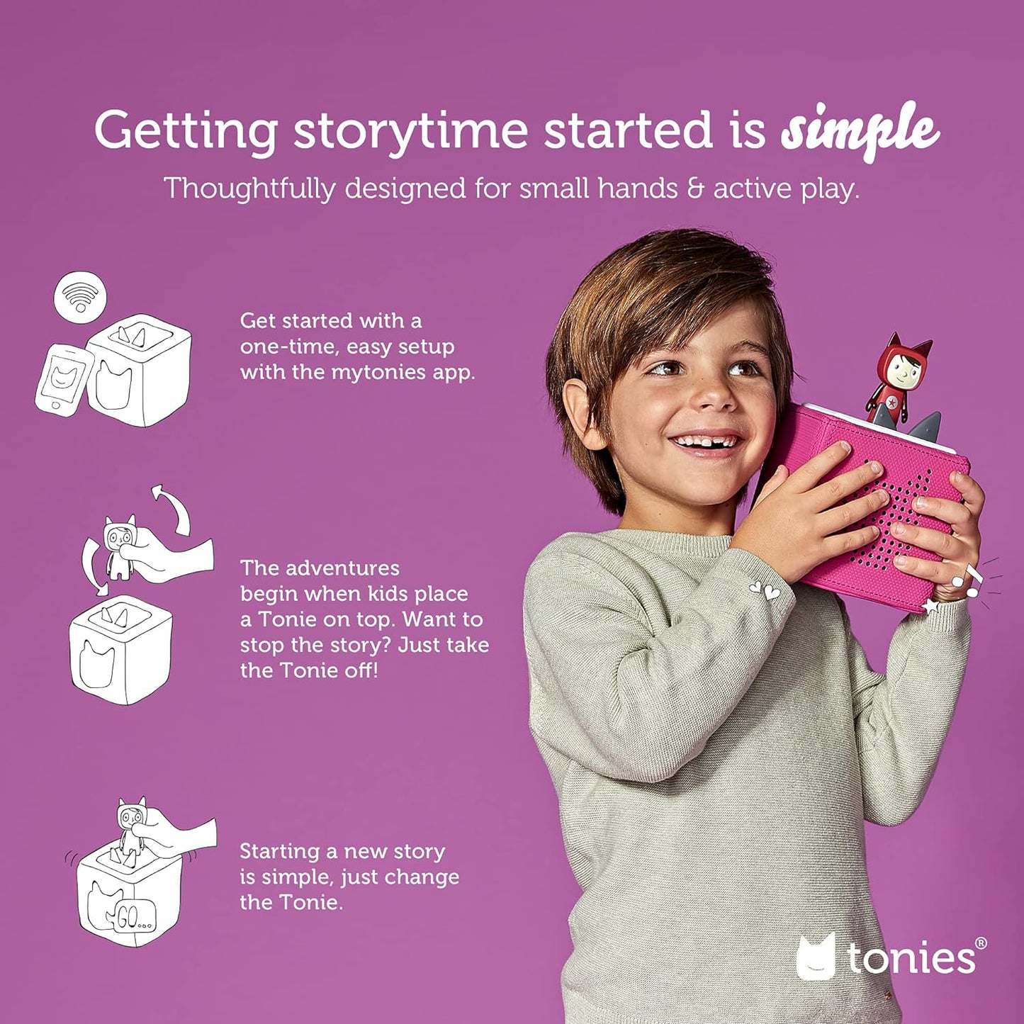 Toniebox Audio Player Starter Set with Playtime Puppy - Listen, Learn, and Play with One Huggable Little Box - Purple