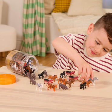 – 60 Pcs Wild Creatures Tube – Realistic Mini Animal Figurines – Lion, Hippo, Tiger, Bear & More Safari Animals – Plastic Educational Toys for Kids and Toddlers 3 Years +