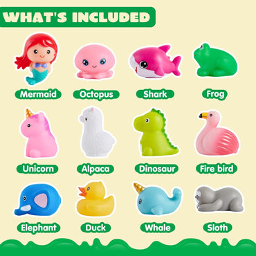 12 PCS Light up Bath Toys, Toddler Flashing Colourful LED Bathtub Mermaid Toy, Baby Bathtime Floating Rubber Shower Gifts for Infant Kids Boy Girl Valentines Easter Gifts Swimming Pool Party