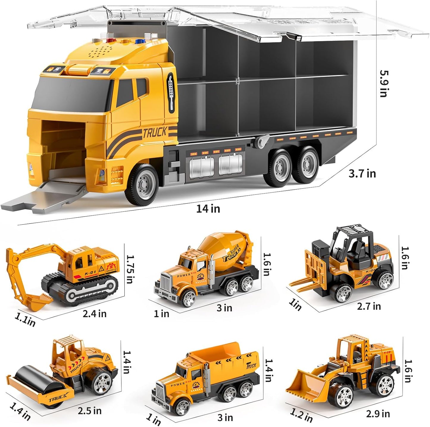 Toddler Toys for 3 4 5 6 Years Old Boys, Die-Cast Construction Toys Car Carrier Vehicle Toy Set W/Play Mat, Kids Toys Truck Alloy Metal Car Toys Set for Age 3-9 Toddlers Kids Boys & Girls
