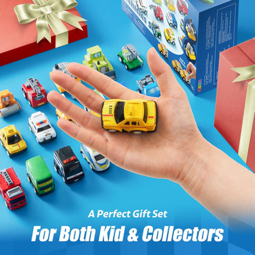 18 Pcs Pull Back City Cars and Trucks Toy Vehicles Set, Friction Powered Cars Toys for Toddlers, Boys, Girls’ Educational Play, Kids Stocking Stuffers, Easter Basket Stuffers