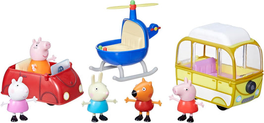 Peppa'S Little Vehicle Playset for Girls and Boys, Includes Helicopter, Camper, and Car, and 5 Figures Set, Preschool Toys, Ages 3+ (Amazon Exclusive)