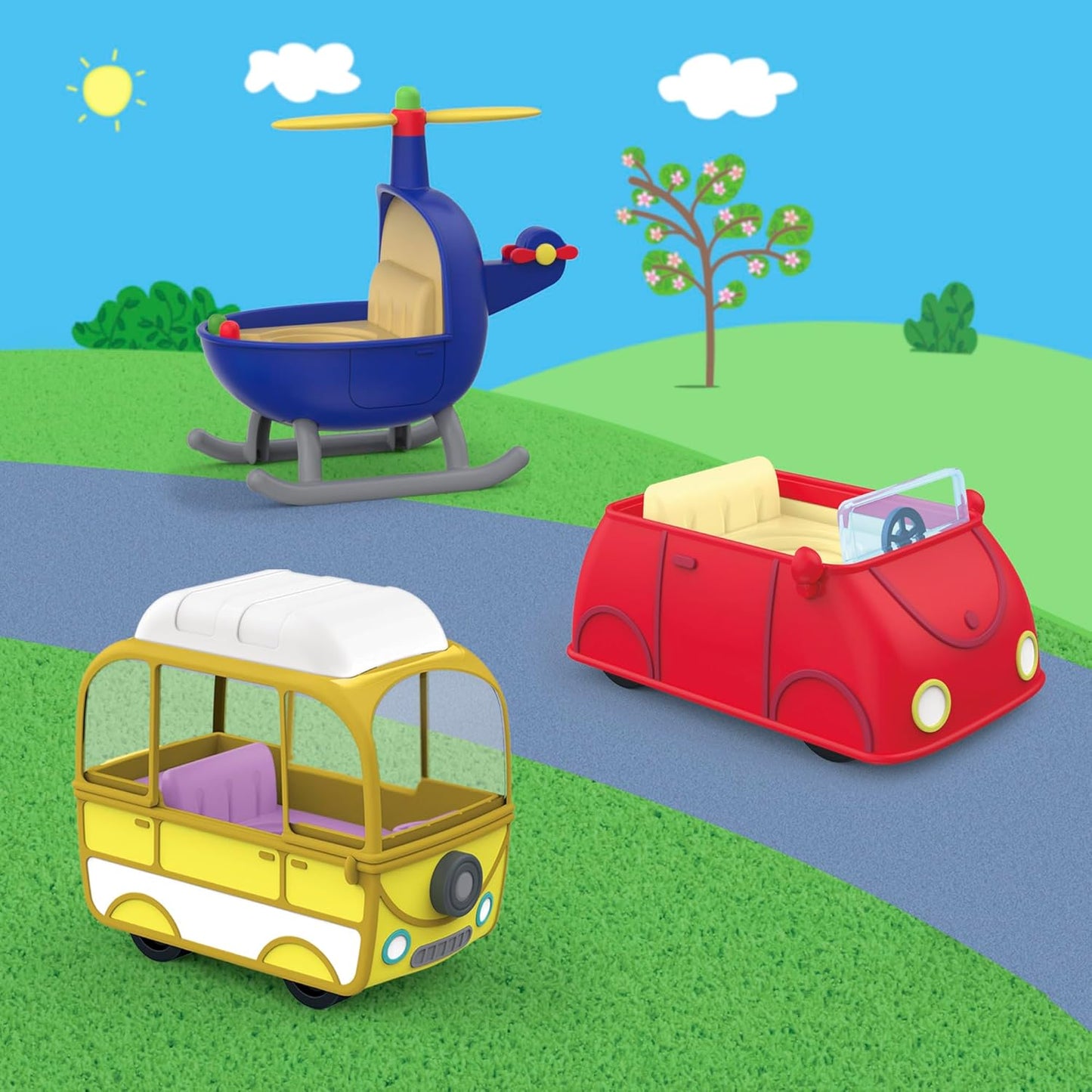 Peppa'S Little Vehicle Playset for Girls and Boys, Includes Helicopter, Camper, and Car, and 5 Figures Set, Preschool Toys, Ages 3+ (Amazon Exclusive)