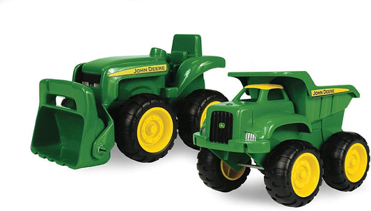 John Deere Vehicle Set - Includes Dump Truck Toy and Tractor Toy with Loader - Kids Outdoor Toys - Kids Construction Toys and Sandbox Toys - 6 Inches - 2 Count - Ages 18 Months and Up