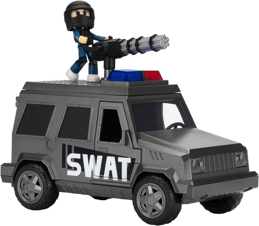 Jailbreak: SWAT Van - 8-Inch Vehicle with Lights, Working Treads, Mounted Machine Gun, 2.75-Inch Figure, and Exclusive Virtual Item Code