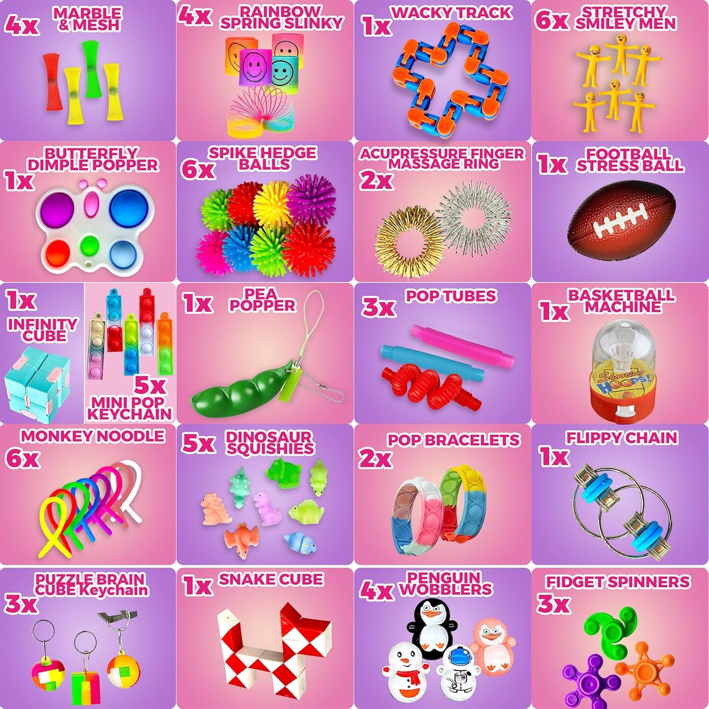 120 Pcs Fidget Toys Pack, Pop Sensory Party Favors Set Gifts for Kids Adults Boy Girl Stocking Stuffers Autistic Bulk Goodie Bag Filler Treasure Box Classroom Prizes School