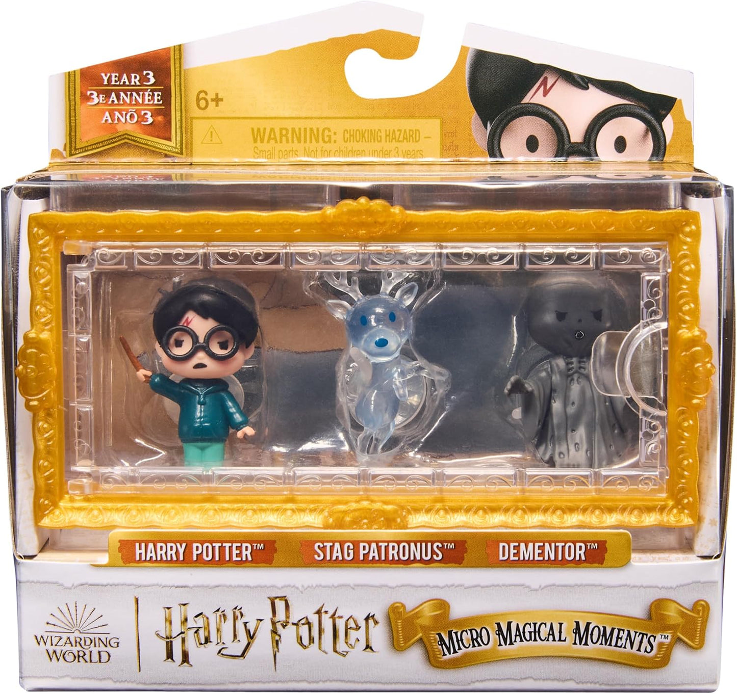 Harry Potter, Micro Magical Moments Year 3 Figure Set with Harry, Stag Patronus, Dementor & Display Case, Kids Toys for Ages 6 and Up