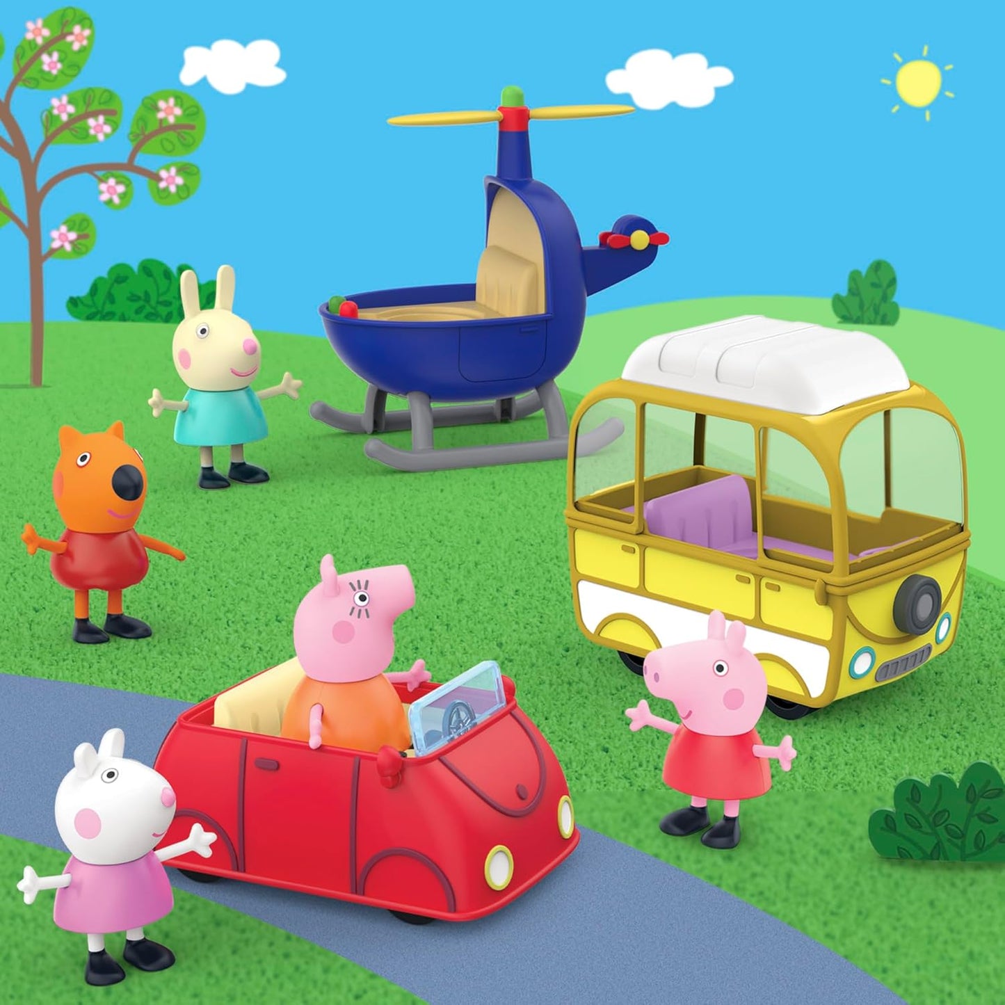 Peppa'S Little Vehicle Playset for Girls and Boys, Includes Helicopter, Camper, and Car, and 5 Figures Set, Preschool Toys, Ages 3+ (Amazon Exclusive)