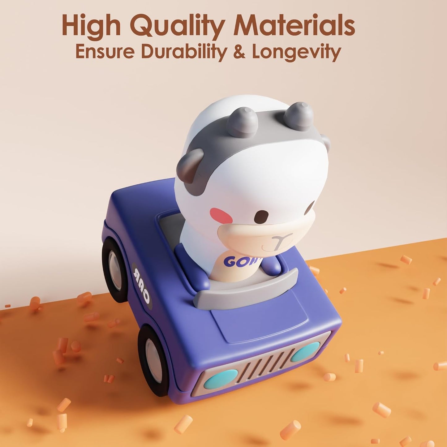 Press to Go Car Toys for Toddlers 1-3, Baby Animal Racing Cars, Infant Play Vehicle Set, Baby Push Go Friction Car Toys for 6-9-12-18 Months, 1St Birthday Gifts for 1-2 Years Old Boys
