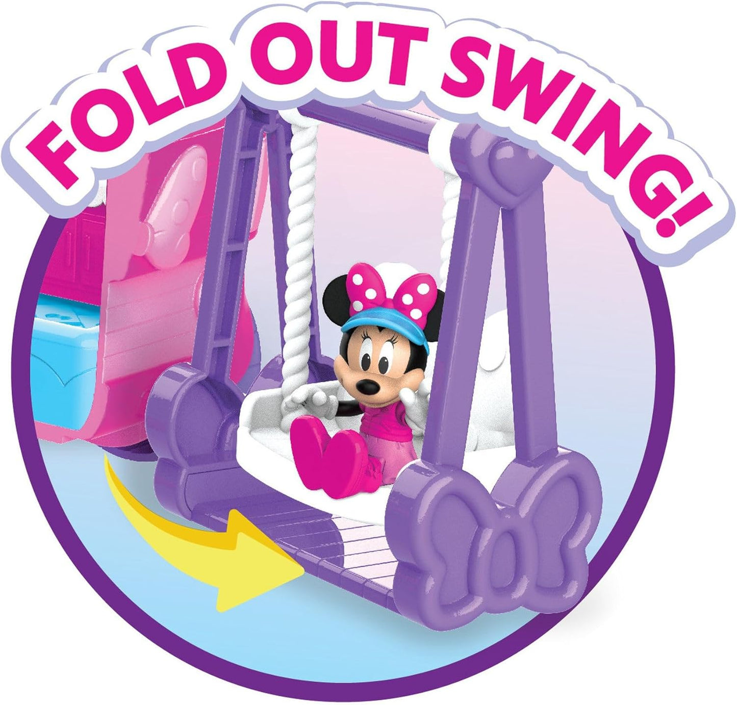 Disney Junior Minnie Mouse Bows-A-Glow Rolling Glamper 13-Piece Figures and Playset, Kids Toys for Ages 3 Up, Amazon Exclusive by