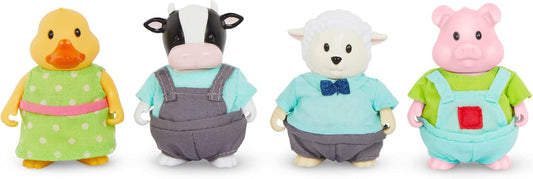 Li’L Woodzeez – Friendz Club Farm Set – Duck, Sheep, Pig, Cow – Set of 4 Collectible Posable Doll Figures – Pretend Play Gift Toy for Kids Age 3+
