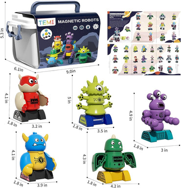 Magnet Robot Toy for Kids 3-5 Years Old - Monster Magnet Toys Stacking Transform Toys with Storage Box, Set for Boys Age 3 4 5 6 7 Years Old Boys, Christmas and Birthday Gifts