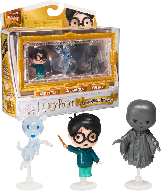 Harry Potter, Micro Magical Moments Year 3 Figure Set with Harry, Stag Patronus, Dementor & Display Case, Kids Toys for Ages 6 and Up