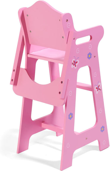 Badger Basket Blossoms and Butterflies Doll High Chair for 18 Inch Dolls – Adjustable Tray for Mealtime Play