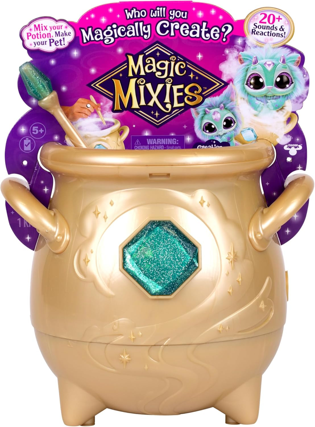 - Magical Real Misting Gold Cauldron with 8 Inch Non-Electronic Plush Toy. Follow the Spell Book Add the Magic Ingredients. Who Will You Magically Create?