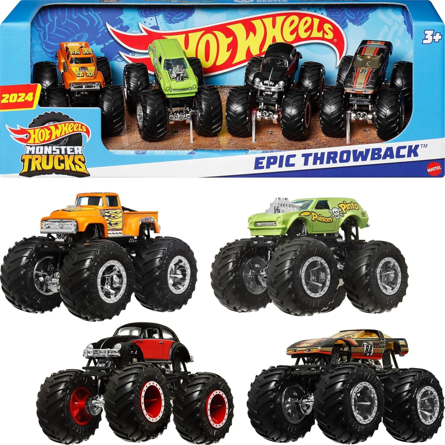Monster Trucks 1:64 Scale 2-Pack Assortment with Giant Wheels