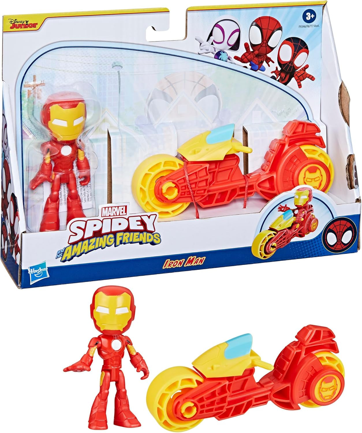 , Iron Man Action Figure & Toy Motorcycle Playset, Marvel Super Hero Preschool Toys for Kids 3 and Up