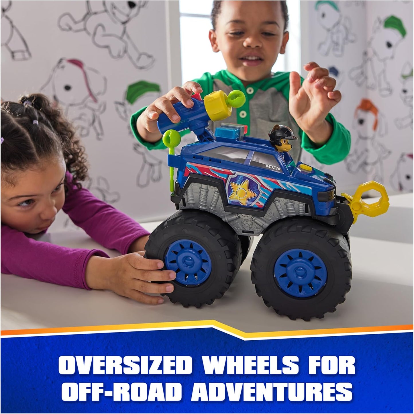 : Rescue Wheels Chase’S Power Haulin’ Cruiser, Toy Truck with Launcher, Motorized Winch, Lights & Sounds, Kids Toys for Boys & Girls Ages 3+