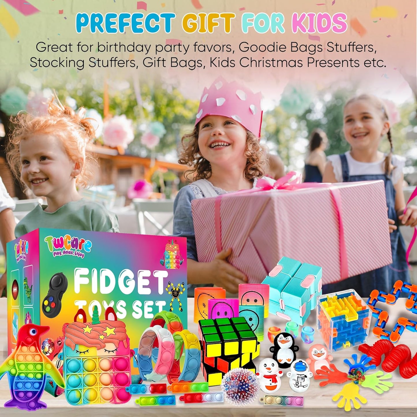 120 Pcs Fidget Toys Pack, Pop Sensory Party Favors Set Gifts for Kids Adults Boy Girl Stocking Stuffers Autistic Bulk Goodie Bag Filler Treasure Box Classroom Prizes School