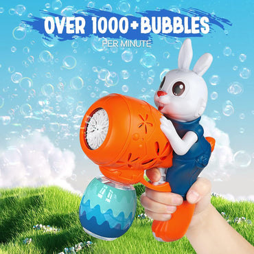 Easter Toys-Bunny Bubble Machine for Kids,Easter Eggs,Automatic Bubble Maker Blower Machine for Toddlers,Bubble Blaster, Birthday Gifts for Age 3+ Years Old Boys Girls(Blue)