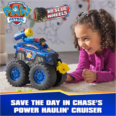 : Rescue Wheels Chase’S Power Haulin’ Cruiser, Toy Truck with Launcher, Motorized Winch, Lights & Sounds, Kids Toys for Boys & Girls Ages 3+
