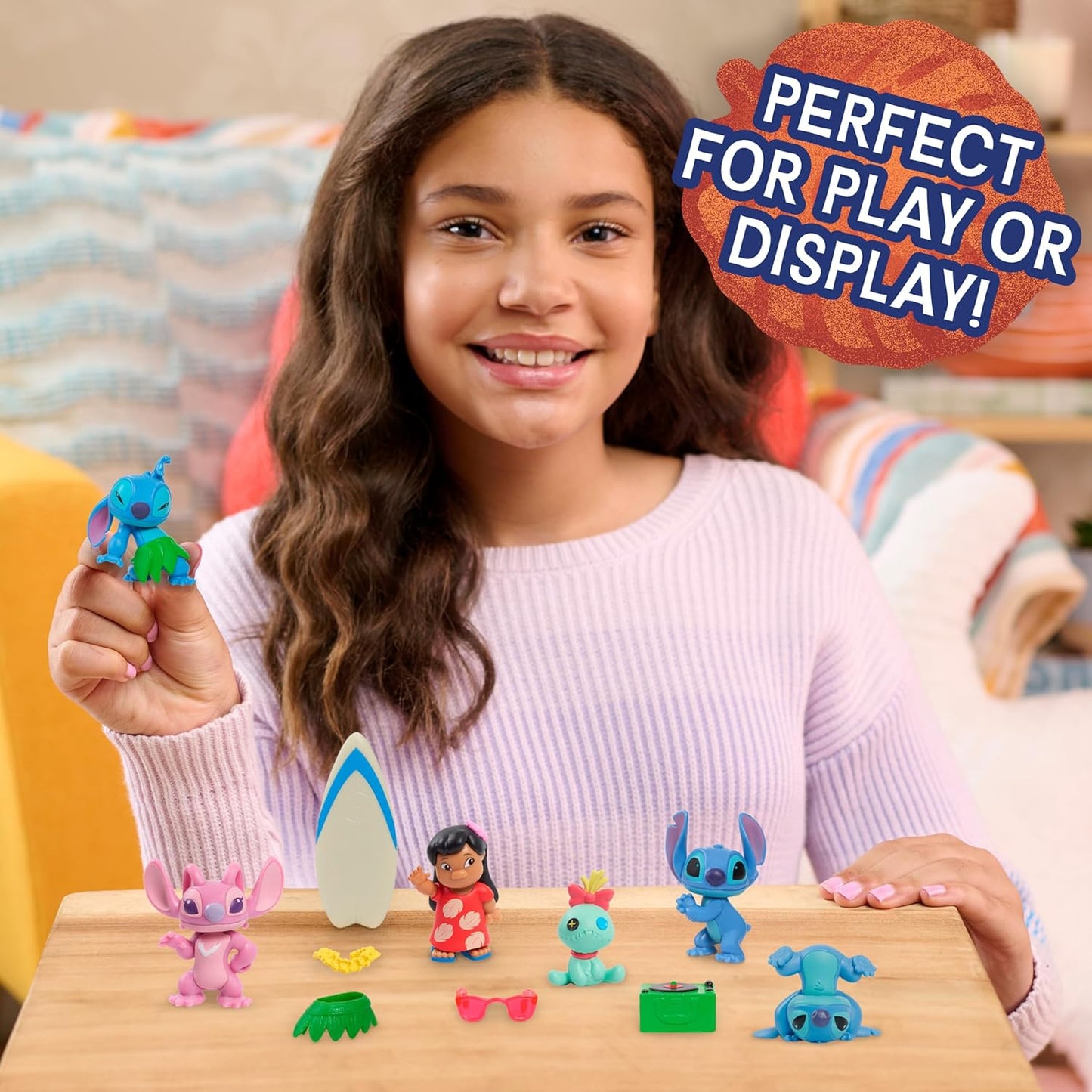 Disney Stitch Collectible Figure Set with Accessories, 11-Pieces, 2-Inch Figurines, Includes Stitch, Lilo, Angel, & Scrump, Collectible Toys, Home Decoration, Kids Ages 3+