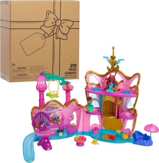 Disney Junior Ariel Deluxe Atlantica Palace Playset and 4-Inch Figures, Lights and Sounds, 20-Pieces, Kids Toys for Ages 3 Up