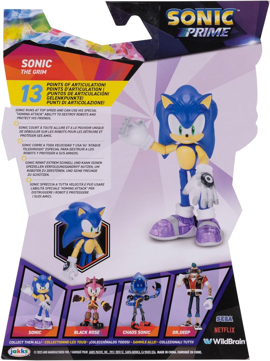 Sonic Prime 5-Inch Sonic - the Grim Action Figure 13 Points of Articulations. Ages 3+ (Officially Licensed by Sega and Netflix)