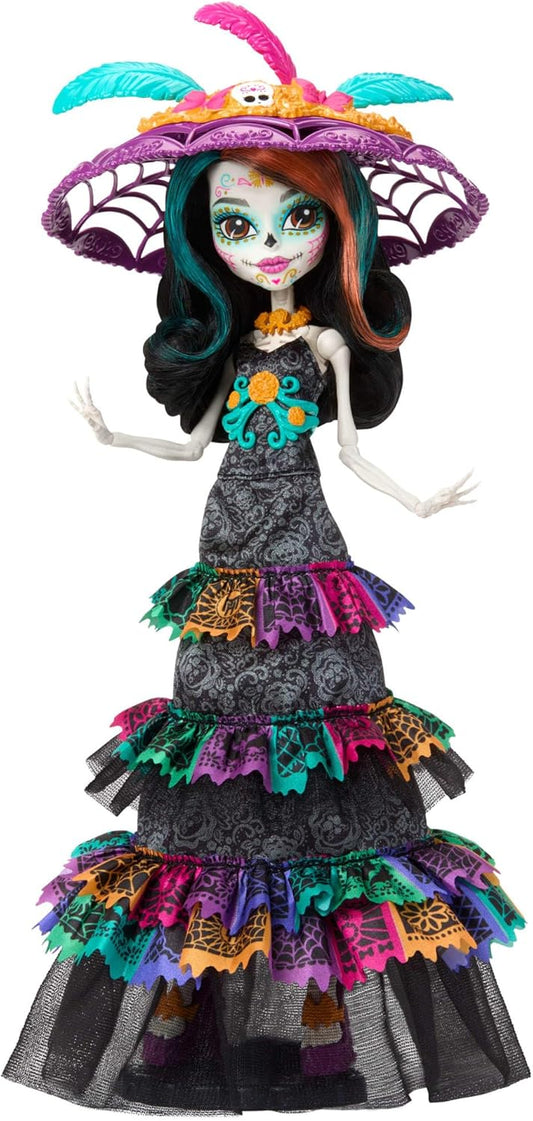 Monster High Skelita Calaveras Día de los Muertos collector doll in colorful ruffled dress