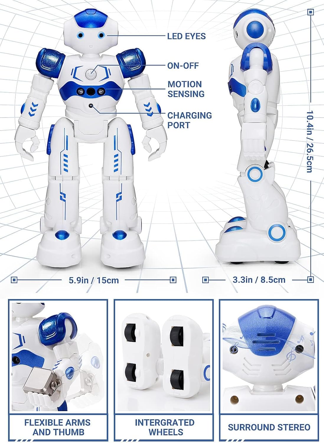 KingsDragon Smart RC Robot Toy – Programmable, Gesture & Remote Control Robot for Kids Ages 3–8 – Talking, Dancing, Interactive Gift for Boys & Girls