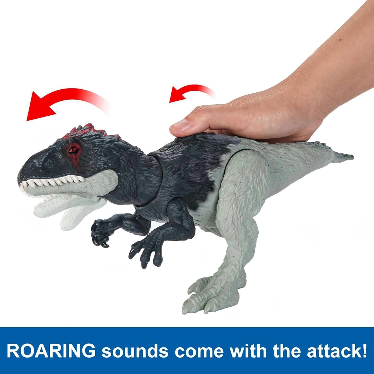 Mattel Jurassic World Wild Roar Dinosaur Toy – Eocarcharia with Sound, Attack Move & Digital Play (11")