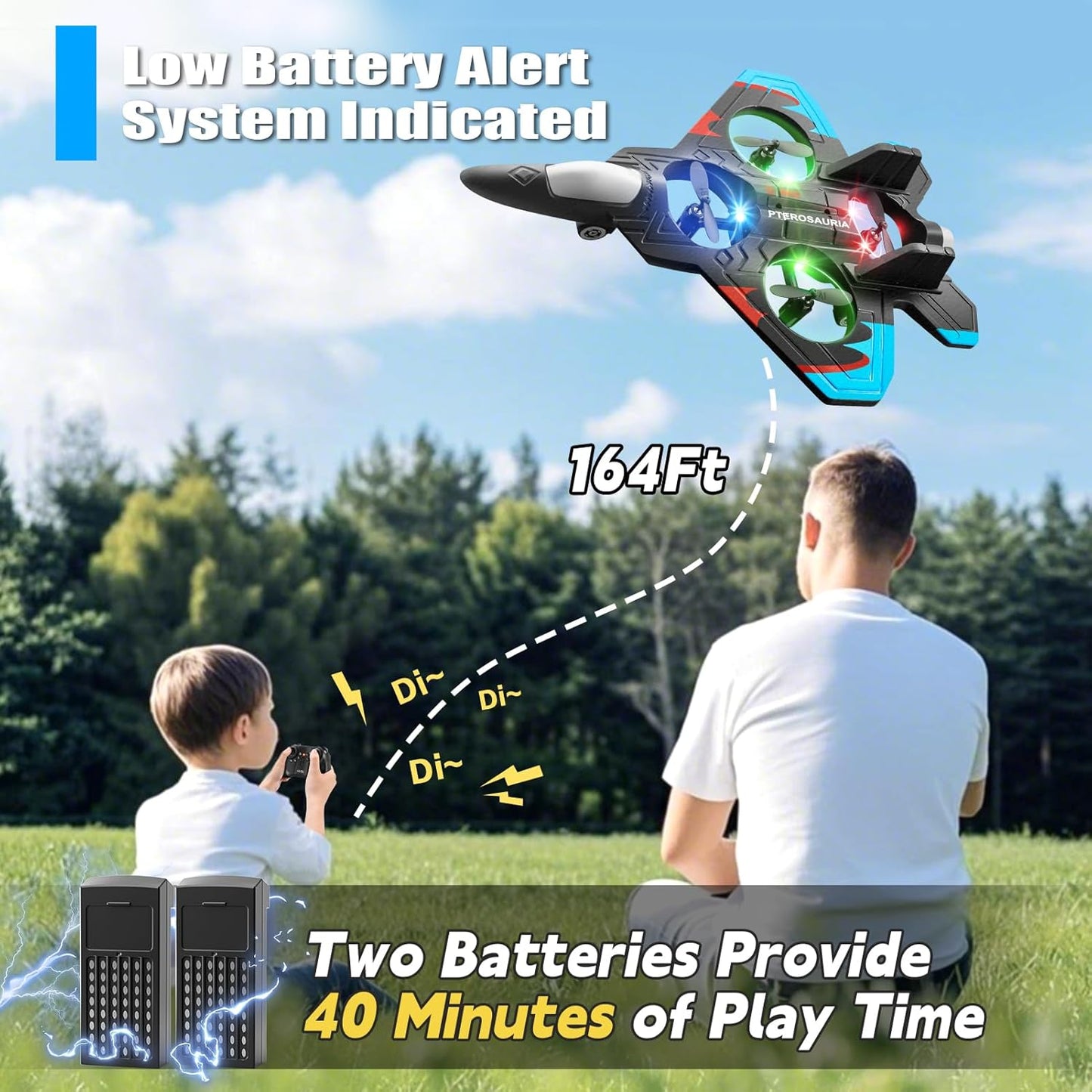 4DRC V32 Foam Remote Control Airplanes RC Planes for Kids Adults 8-16, RC Airplane Fighter Jet with Light, 360° Flip Fighter Jet Toys, Stunt Roll, Airplane Toy Gifts for Kids Boys