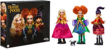 Monster High Skullector Hocus Pocus Dolls – Winifred, Mary, Sarah, and Binx Collectible Set with Articulated Figures, Witchy Dresses, Accessories, and Display-Ready Packaging