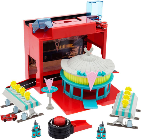 Disney Store Action Toys Pixar Car Play Set - Toolbox Case with Lightning Mcqueen & Red Die Cast Cars, Launcher, Flo'S V8 Cafe, Gas Pumps & More - Inspired by Disney Pixar Cars Films & Cars Land
