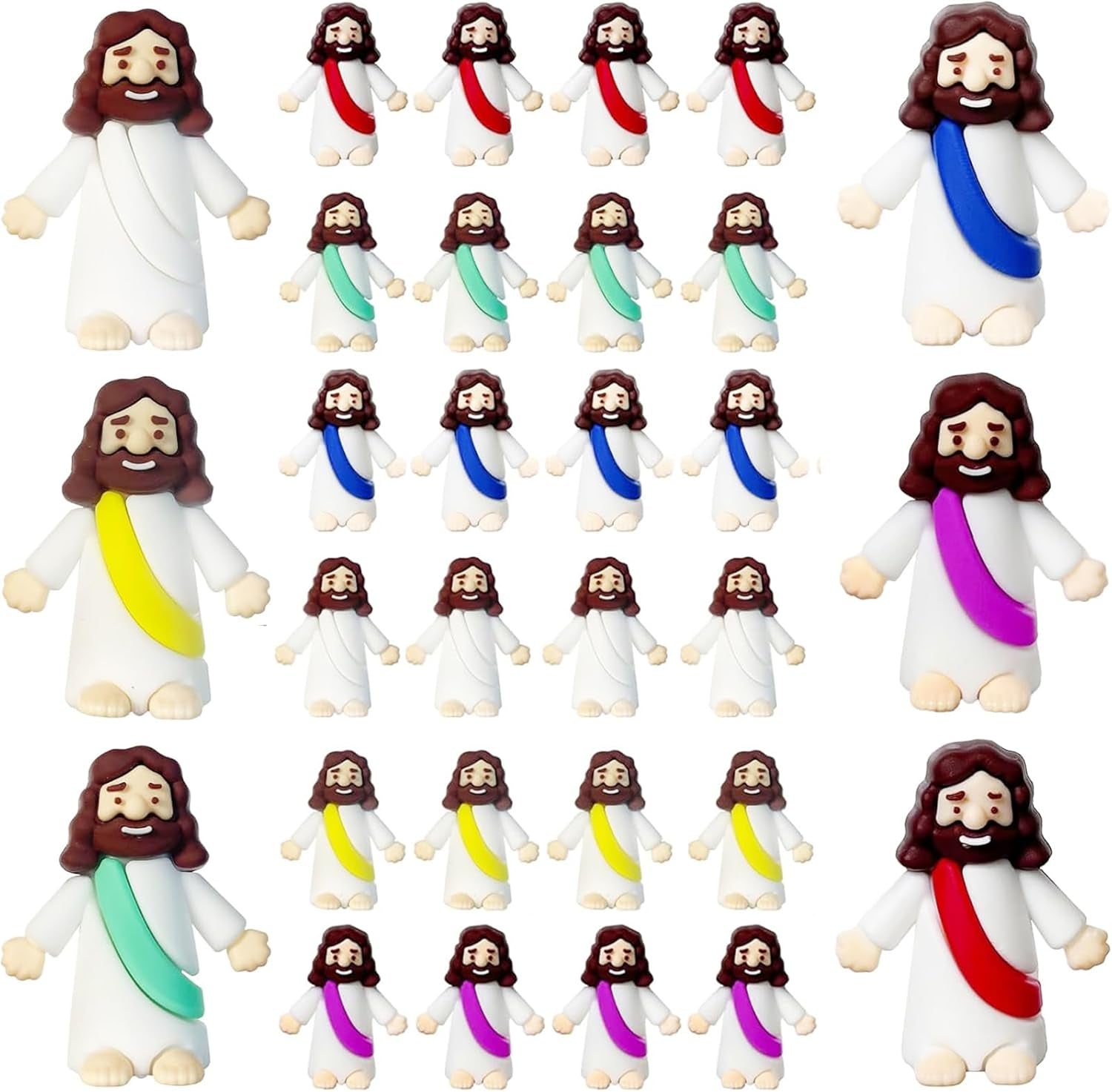 30Pcs Little Jesus Figures, Set of 30Pcs Action Figures Mini Jesus Figurines in Bulk, Tiny Jesus Figures to Hide and Seek Religious Gifts for Easter Egg Stuffers Fillers