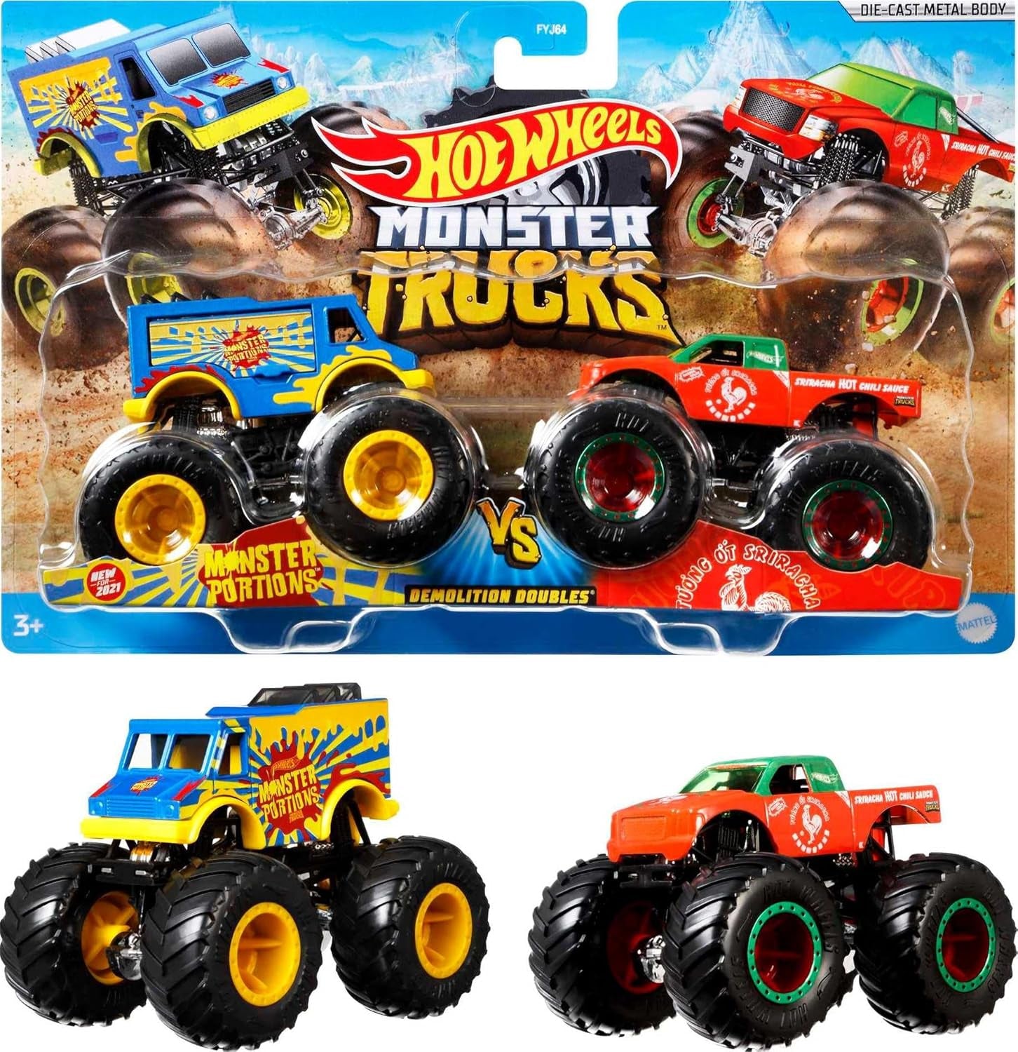 Monster Trucks 1:64 Scale 2-Pack Assortment with Giant Wheels
