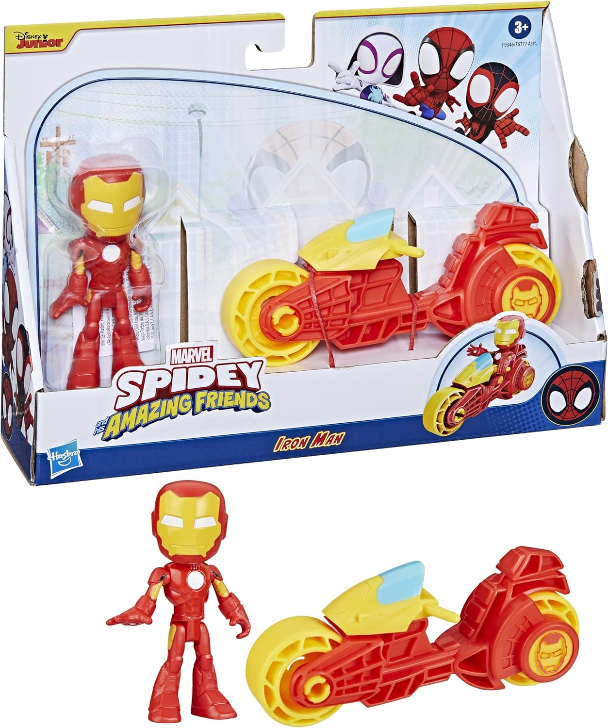, Iron Man Action Figure & Toy Motorcycle Playset, Marvel Super Hero Preschool Toys for Kids 3 and Up