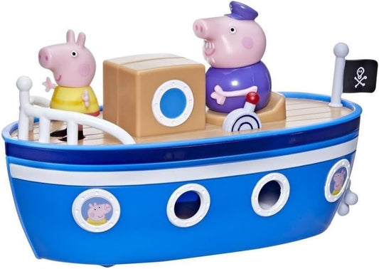 Peppa’S Adventures Grandpa Pig’S Cabin Boat Vehicle Preschool Toy: 1 Figure, Removable Deck, Rolling Wheels, for Ages 3 and Up