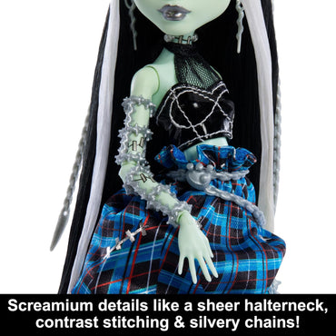 Monster High Frankie Stein Doll with Original Sculpt, Stitched in Style Collector Doll with Deconstructed Gown and Sewing-Inspired Accessories