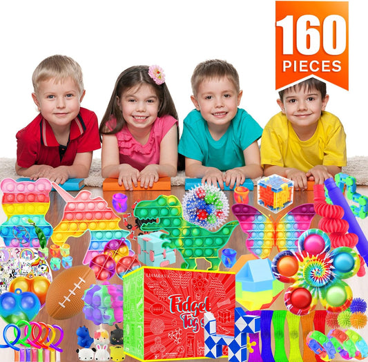 160 Pack Fidget Toys Set – Sensory Toys for Kids with Autism & ADHD, Mini Bulk Party Favors, Pinata Stuffers, Classroom Treasure Box Prizes, Stress Relief Toy Assortment