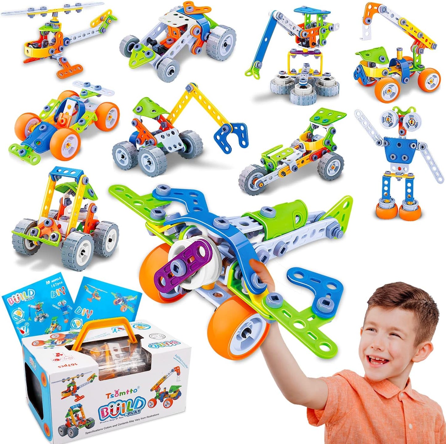 10 in 1 STEM Toys for 4 5 6 7 8+ Year Old Boy Girl Birthday Gifts Building Toys for Kids Ages 4-8 5-7 6-8 Educational Stem Activities for Boys 4-6 8-10 Construction Creative Games Holiday Idea Gift