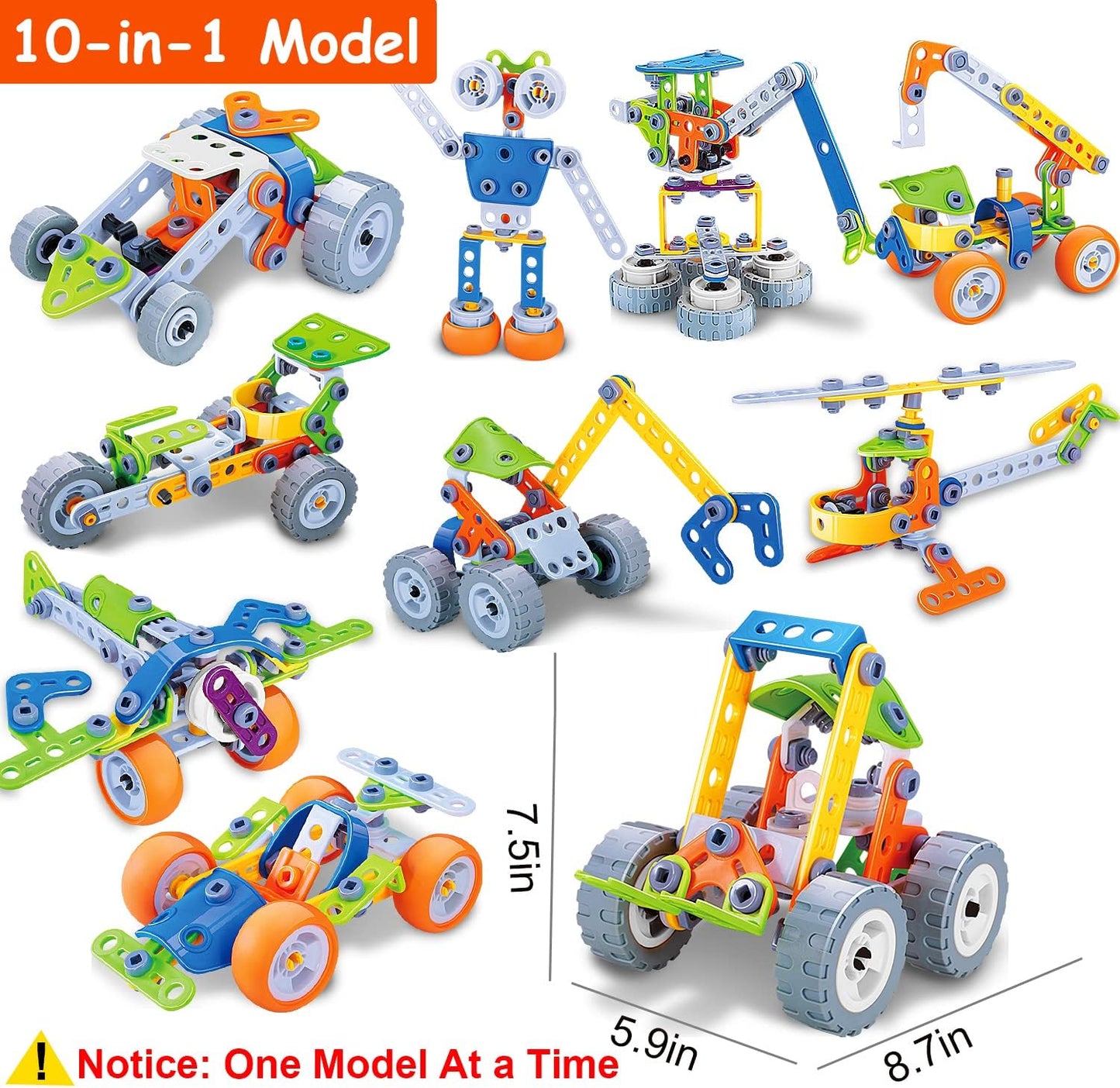 10 in 1 STEM Toys for 4 5 6 7 8+ Year Old Boy Girl Birthday Gifts Building Toys for Kids Ages 4-8 5-7 6-8 Educational Stem Activities for Boys 4-6 8-10 Construction Creative Games Holiday Idea Gift