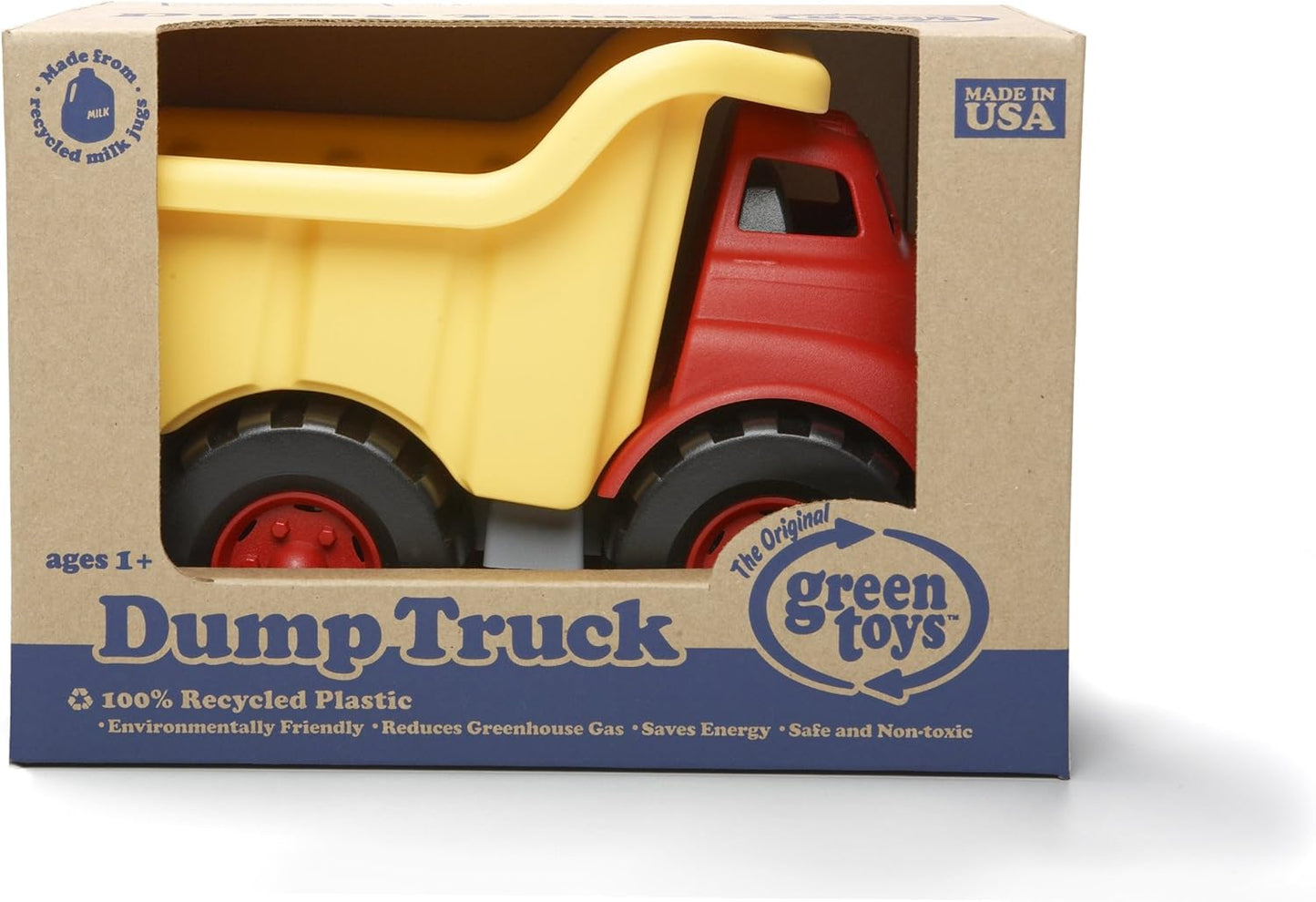 Green Toys Dump Truck in Yellow and Red - BPA Free, Phthalates Free Toys for Gross/Fine Motor Skill Development. Pretend Play , Red/Yellow